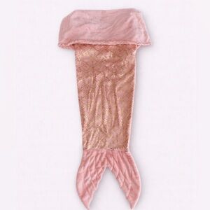 Pillowfort Pink Mermaid Tail Blanket with Gold Sequin Accents